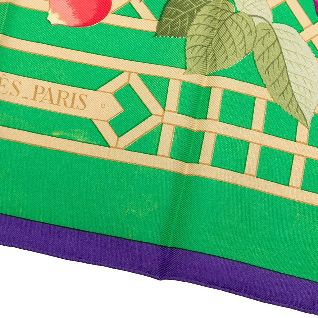 Hermès Roseraie Silk Scarf 90 Green Very good - Box View