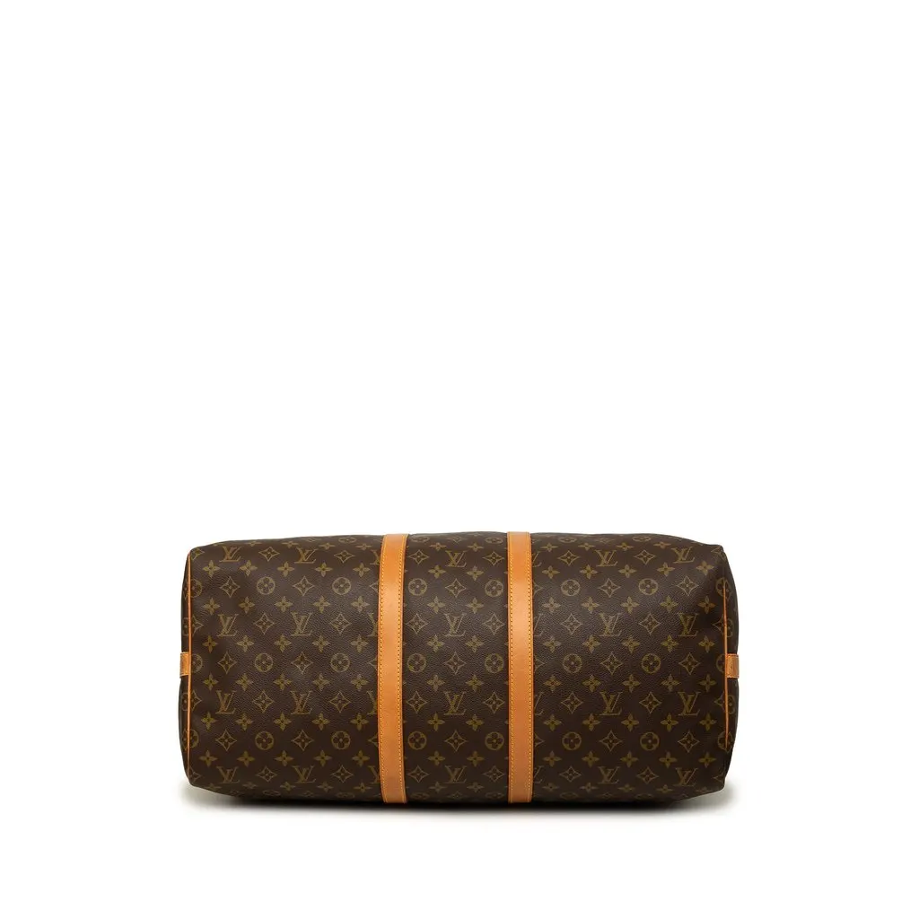 Louis Vuitton Monogram Keepall Bandouliere 55 Brown Canvas Good - Inside View