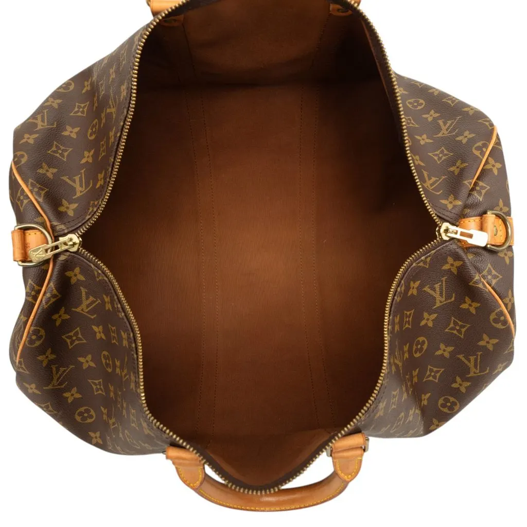 Louis Vuitton Monogram Keepall Bandouliere 55 Brown Canvas Good - Model View