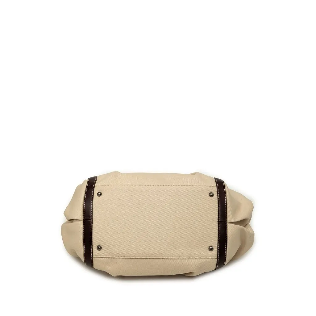 Burberry Leather Trimmed Canvas Tote Beige Very good - Inside View