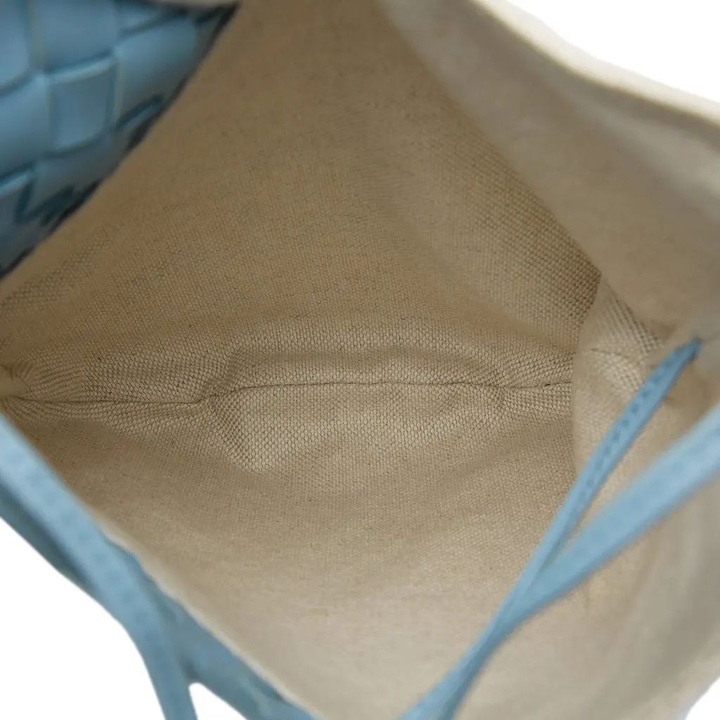 Bottega Veneta Small Nappa and Canvas Intrecciato Solstice Shoulder Bag Blue Leather Very good - Model View
