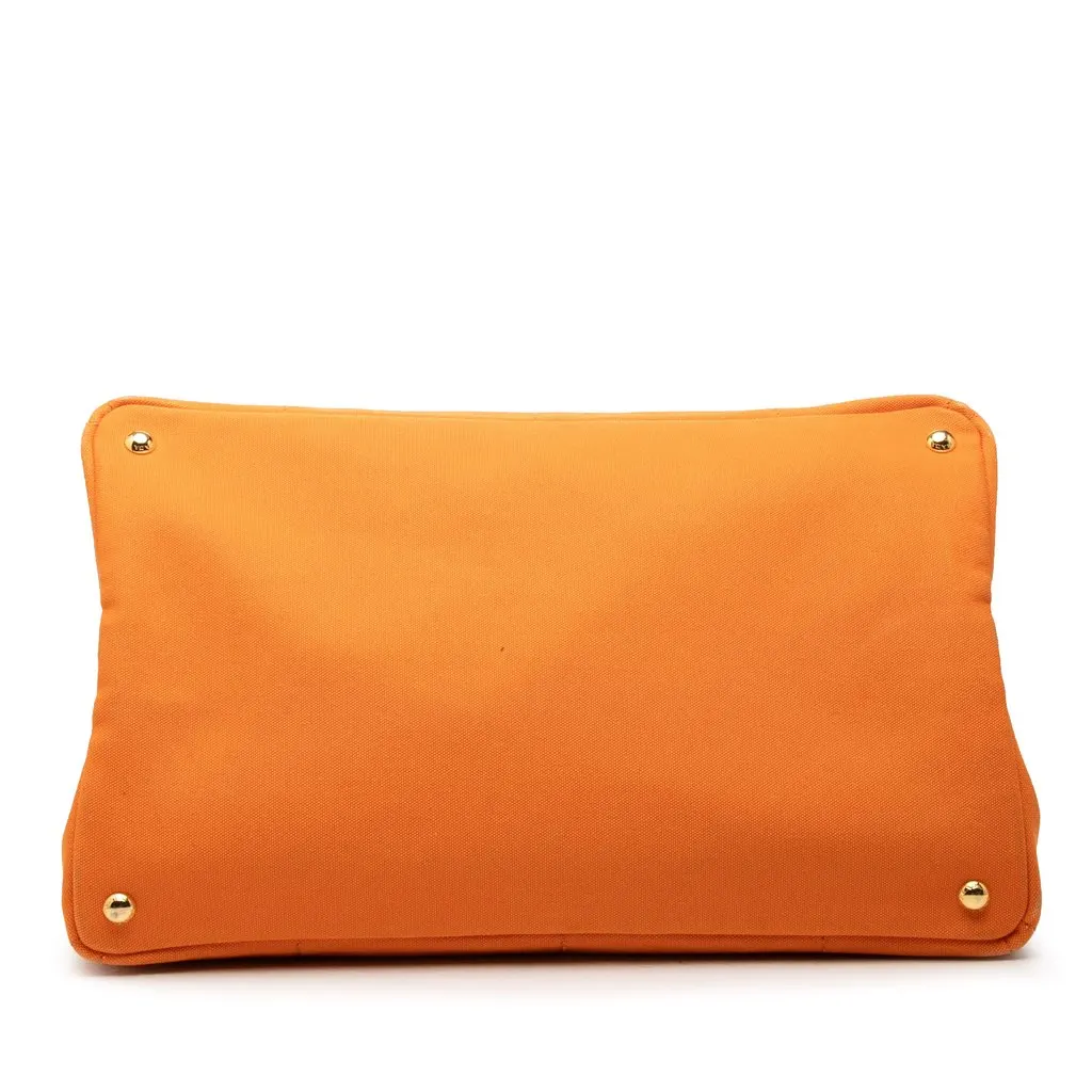 Prada Large Canvas Canapa Logo Tote Orange Canvas Very good - Inside View