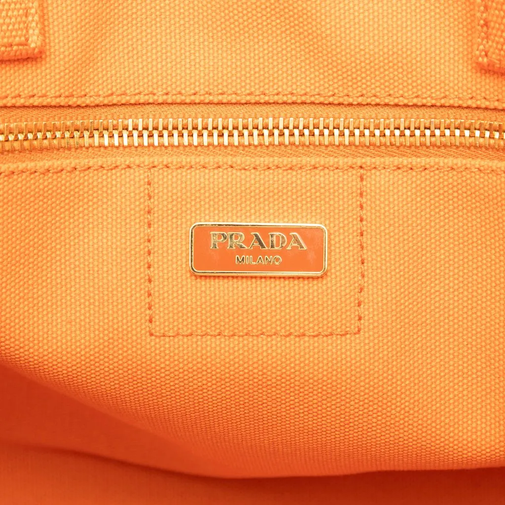 Prada Large Canvas Canapa Logo Tote Orange Canvas Very good - Box View