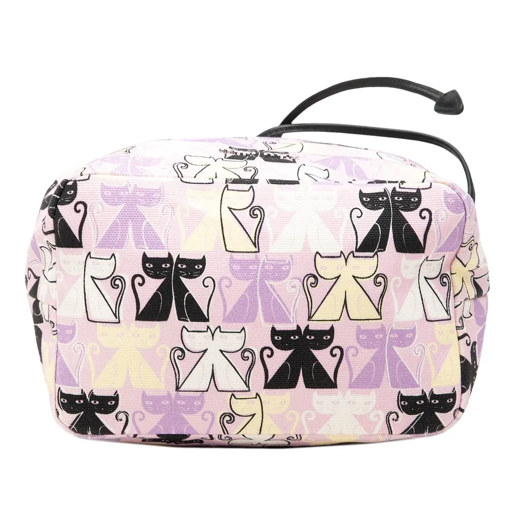 Miu Miu Canvas Cats Print Drawstring Pouch Purple Canvas Very good - Inside View