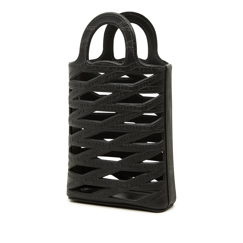 Balenciaga Leather Neo Basket Phone Holder Black Leather Very good - Back View