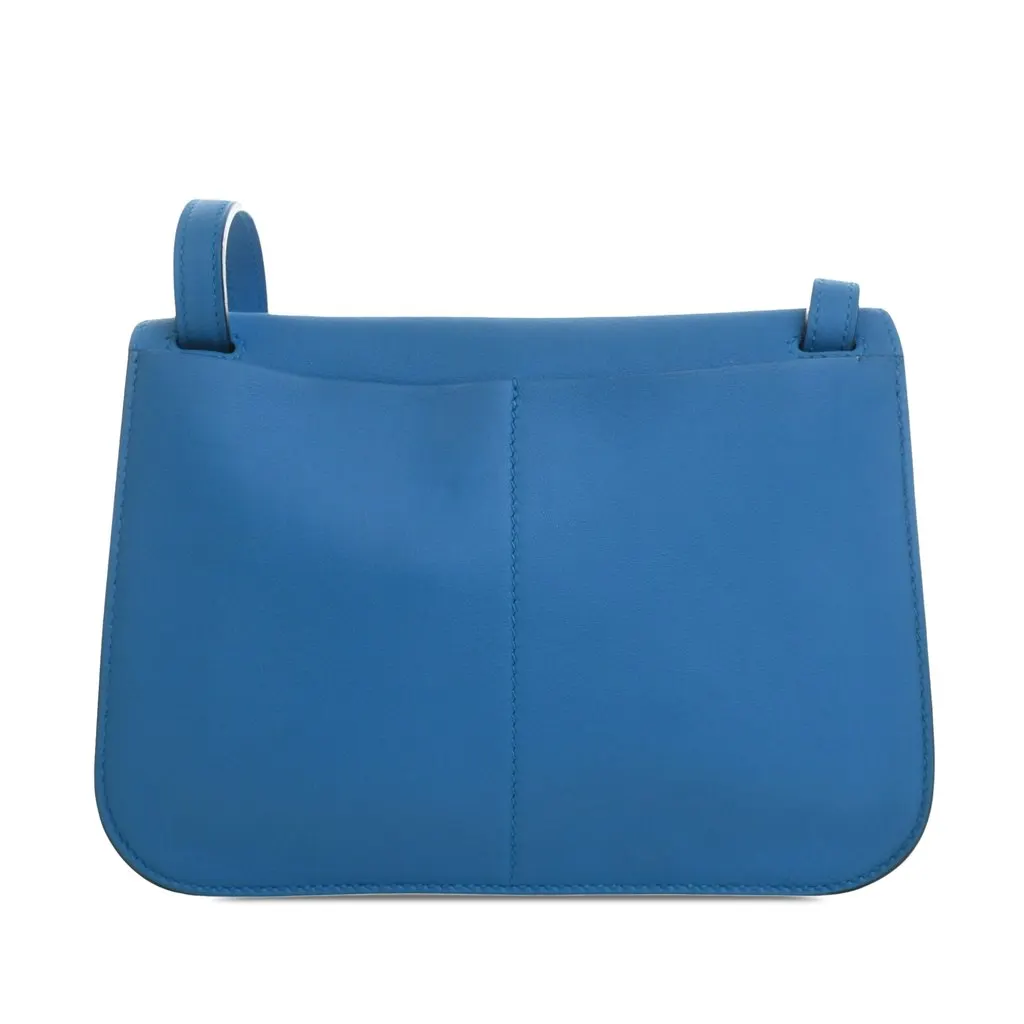 Hermès Mini Swift Halzan 22 Blue Leather Very good - Back View