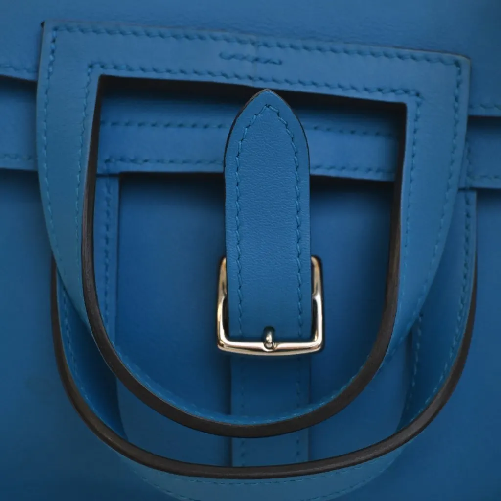 Hermès Mini Swift Halzan 22 Blue Leather Very good - Box View