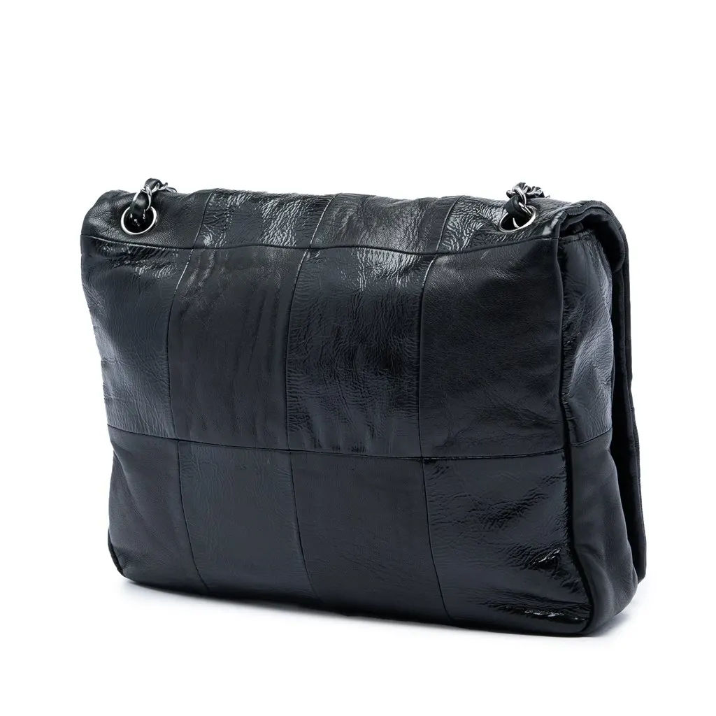 Chanel Lambskin and Patent Patchwork Brooklyn Flap Black Leather Very good - Back View