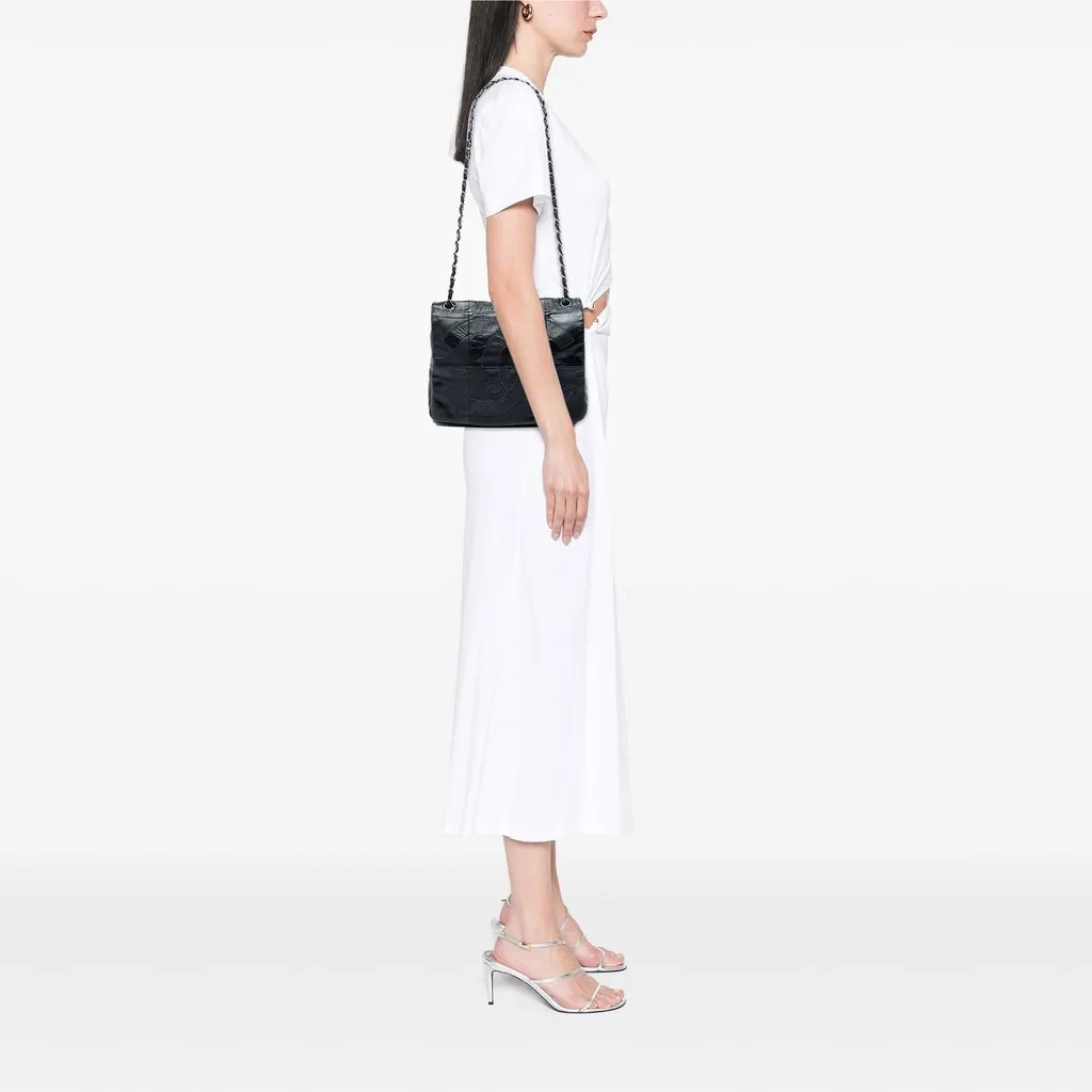 Chanel Lambskin and Patent Patchwork Brooklyn Flap Black Leather Very good - Box View