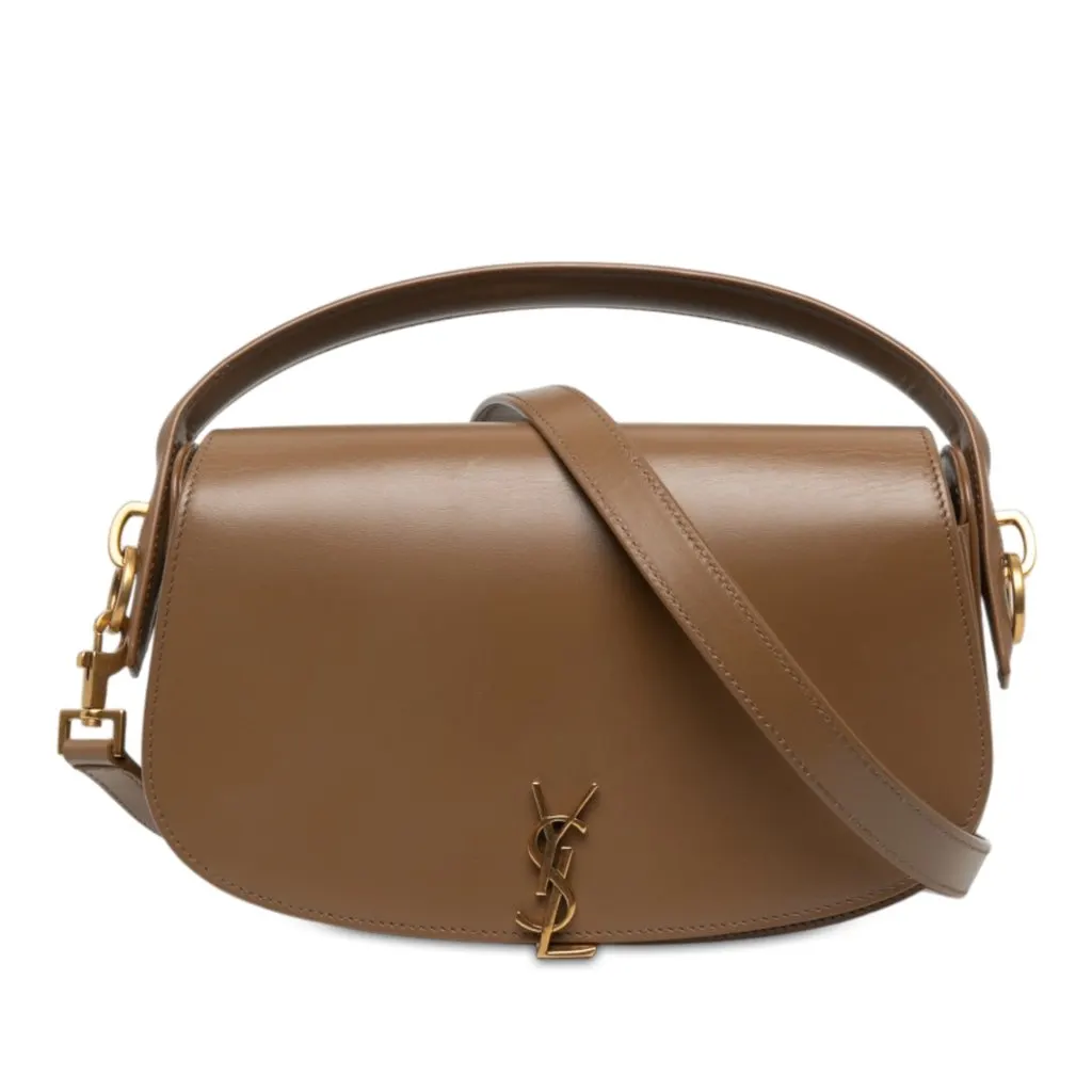 Saint Laurent Calfskin Voltaire Top Handle Bag Brown Leather Very good - Front View