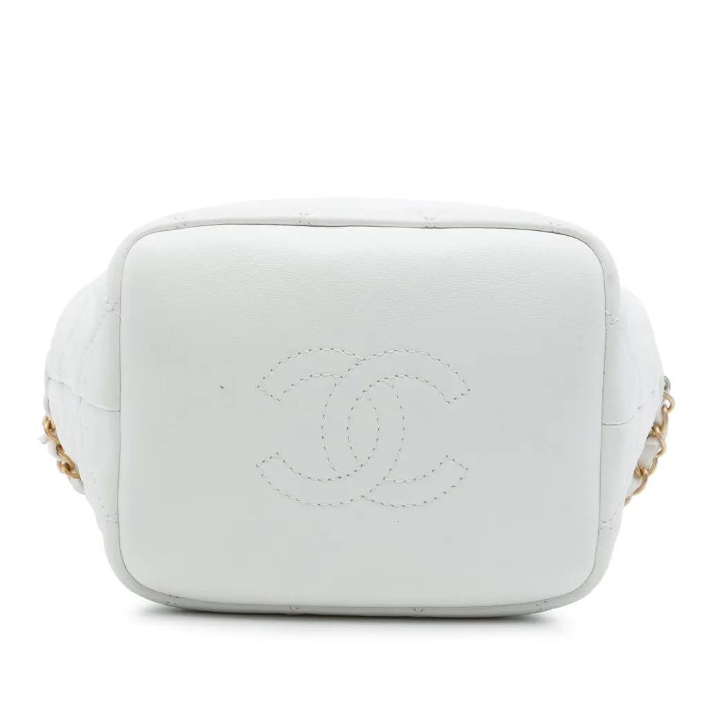 Chanel Small Quilted Lambskin Perfect Meeting Hobo White Leather Very good - Inside View