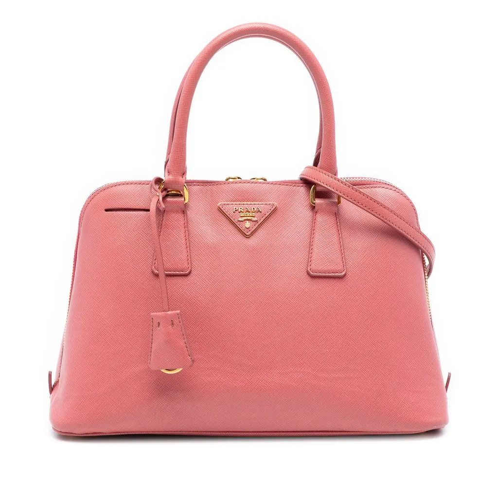 Prada Medium Saffiano Lux Promenade Satchel Pink Leather Very good - Front View