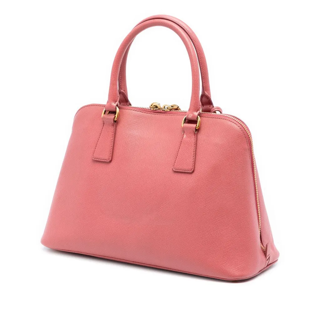 Prada Medium Saffiano Lux Promenade Satchel Pink Leather Very good - Back View