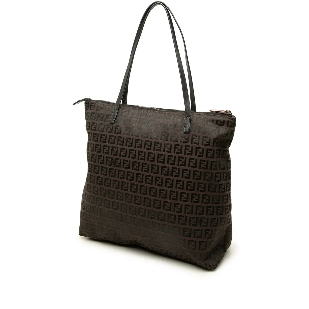 Fendi Zucchino Canvas Tote Brown Canvas Good - Back View