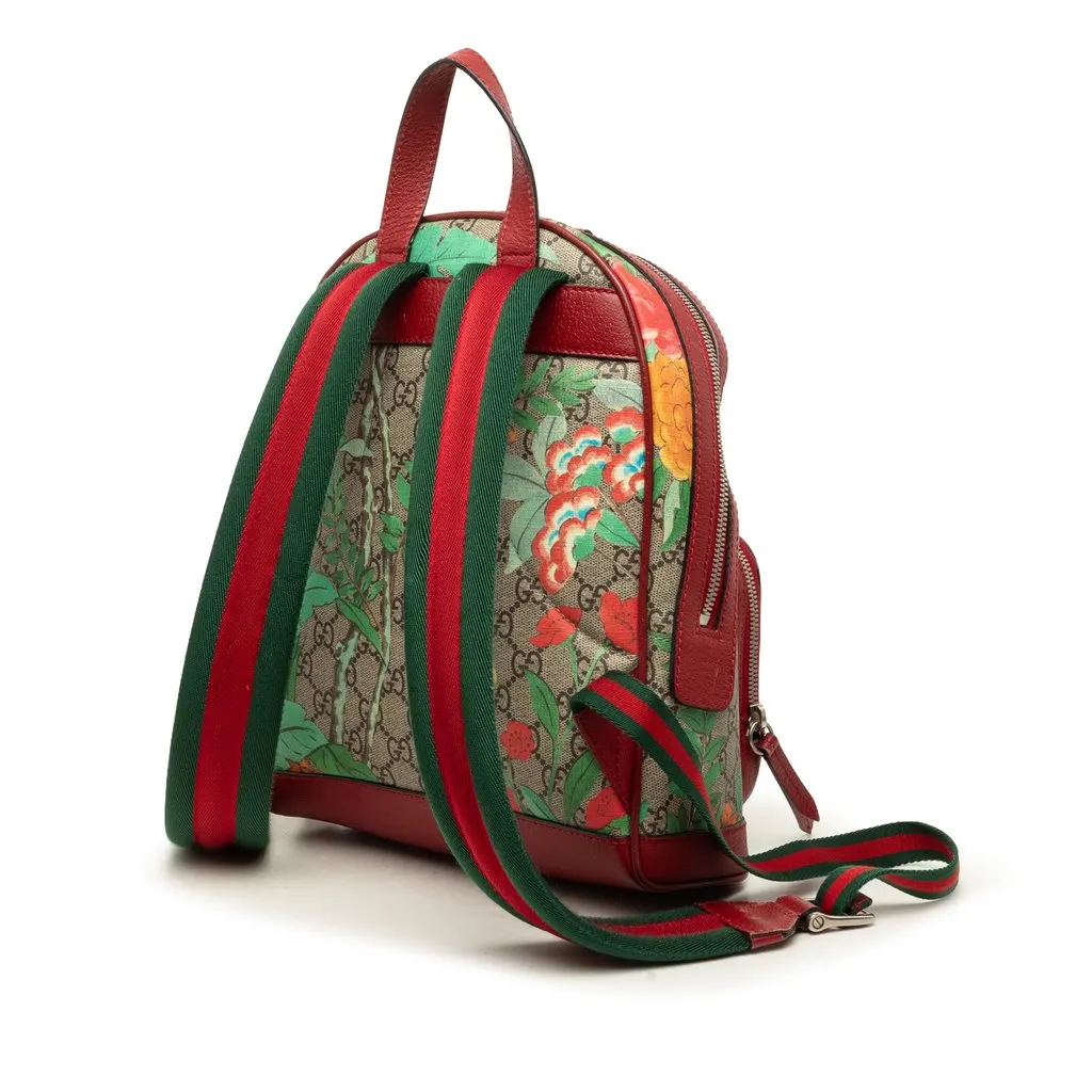 Gucci Small GG Supreme Web Tian Backpack Beige Canvas Good - Back View