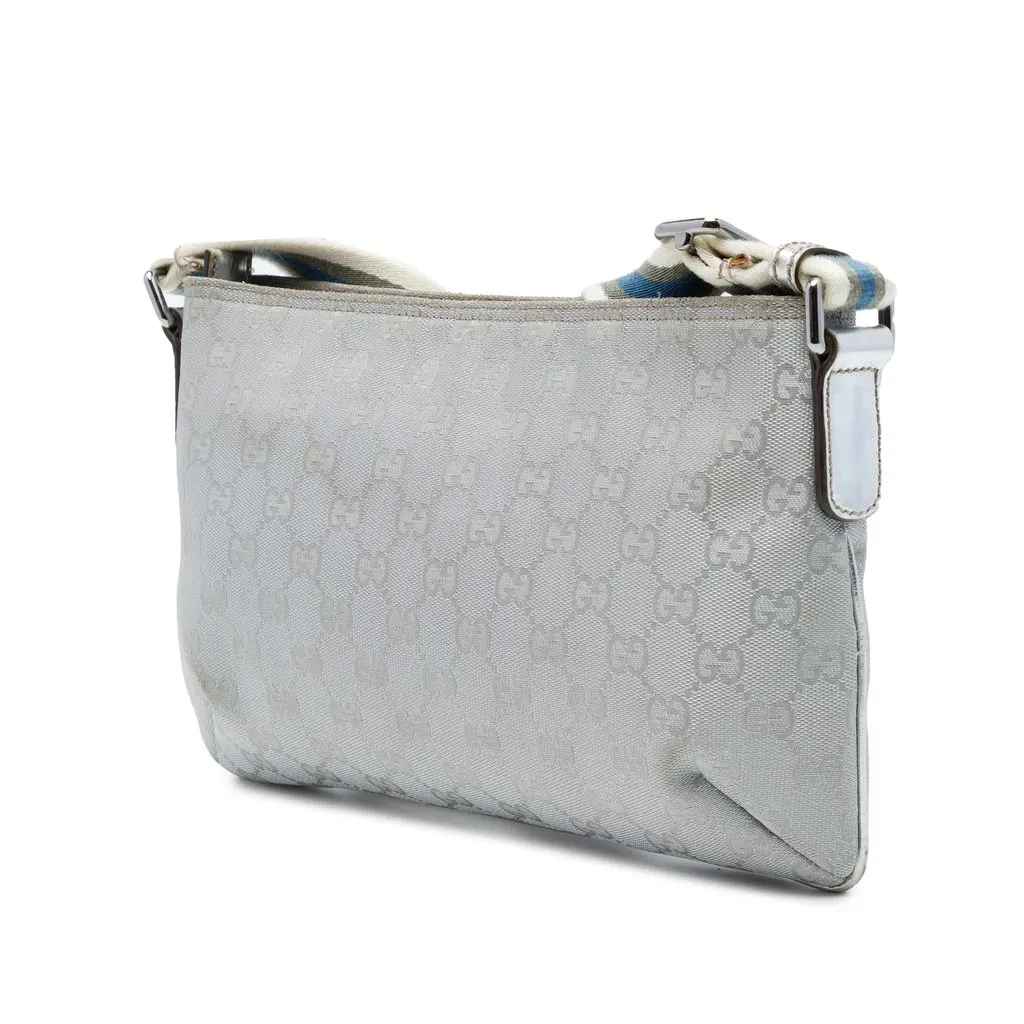 Gucci GG Canvas Web Crossbody Silver Canvas Very good - Back View