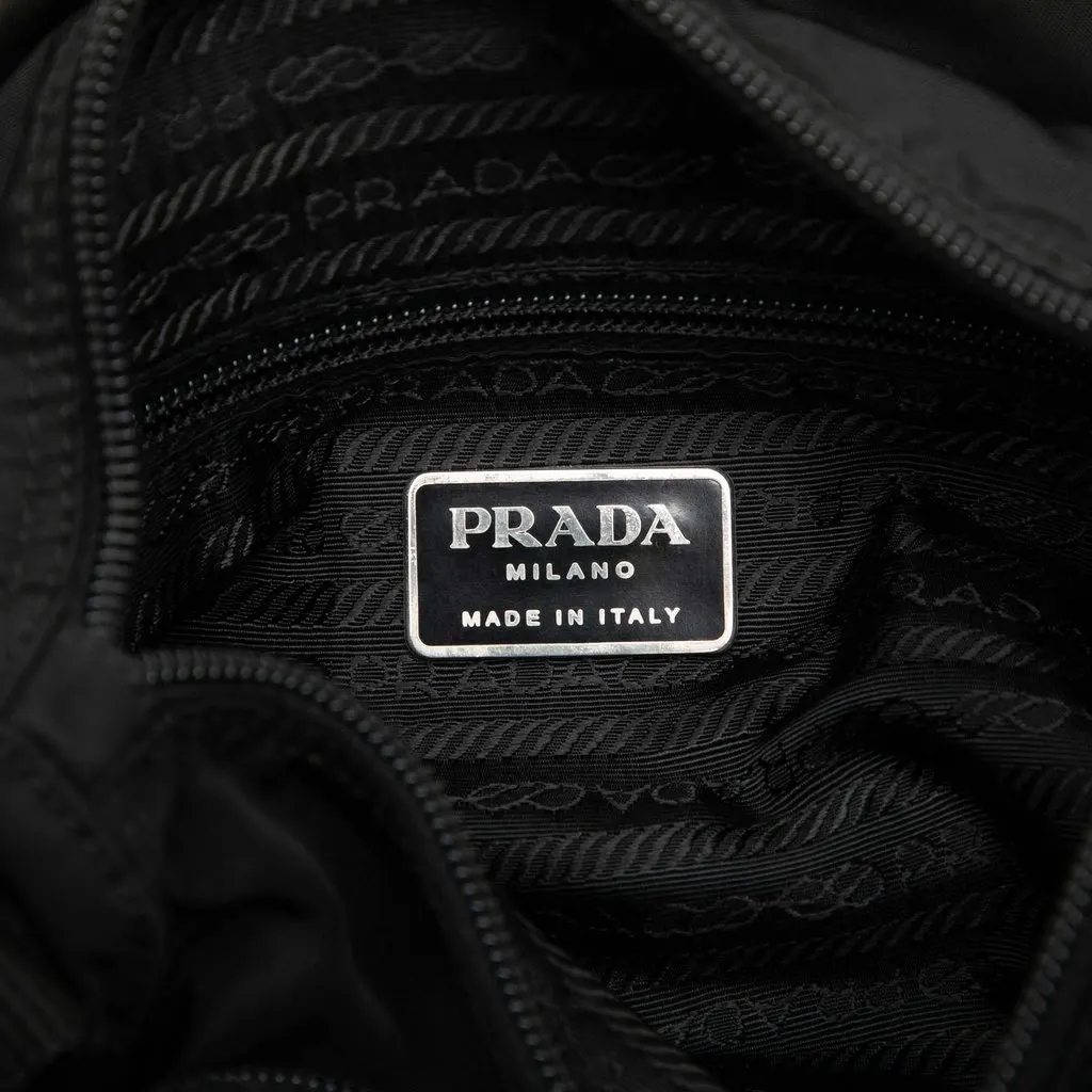 Prada Tessuto Zip Buckle Messenger Bag Black Very good - Box View