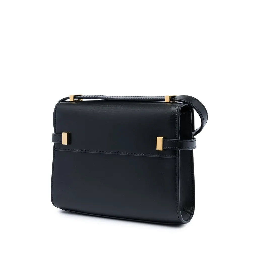 Saint Laurent Mini Smooth Calfskin Manhattan Crossbody Black Leather Good - Back View