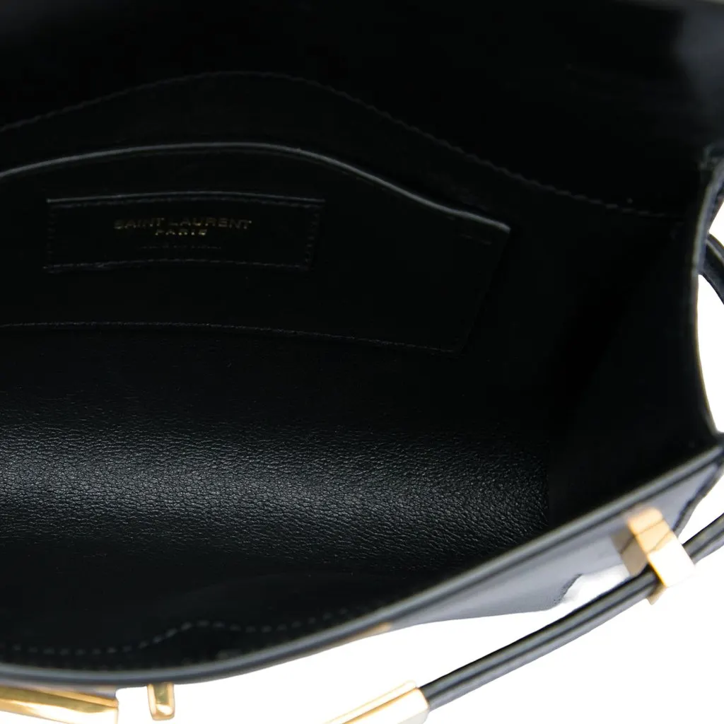 Saint Laurent Mini Smooth Calfskin Manhattan Crossbody Black Leather Good - Model View