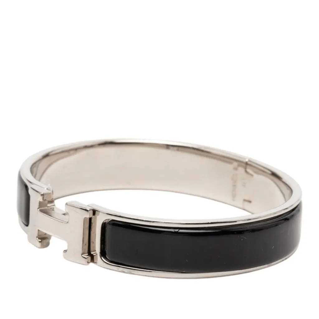 Hermès Narrow Enamel Clic H Bracelet PM Black Very good - Back View