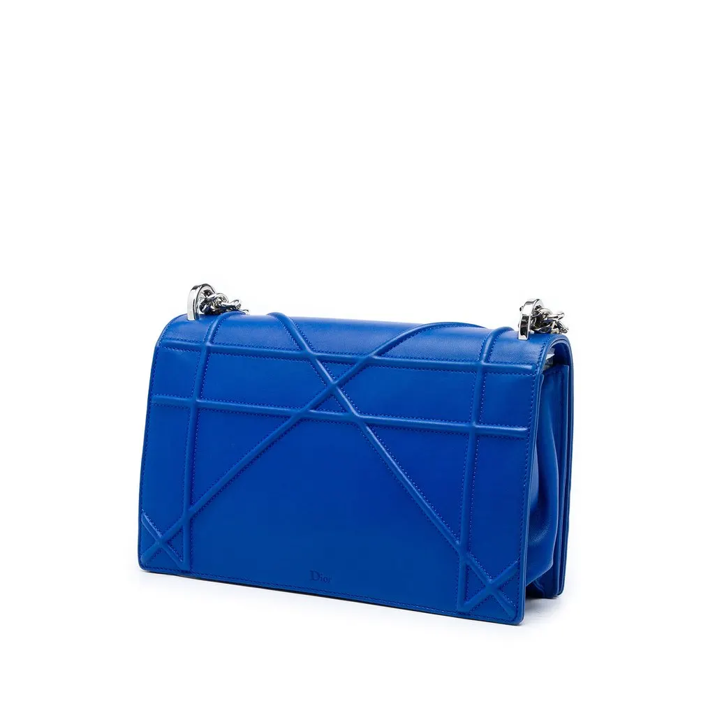Dior Medium Smooth Calfskin Diorama Flap Blue Leather Very good - Back View