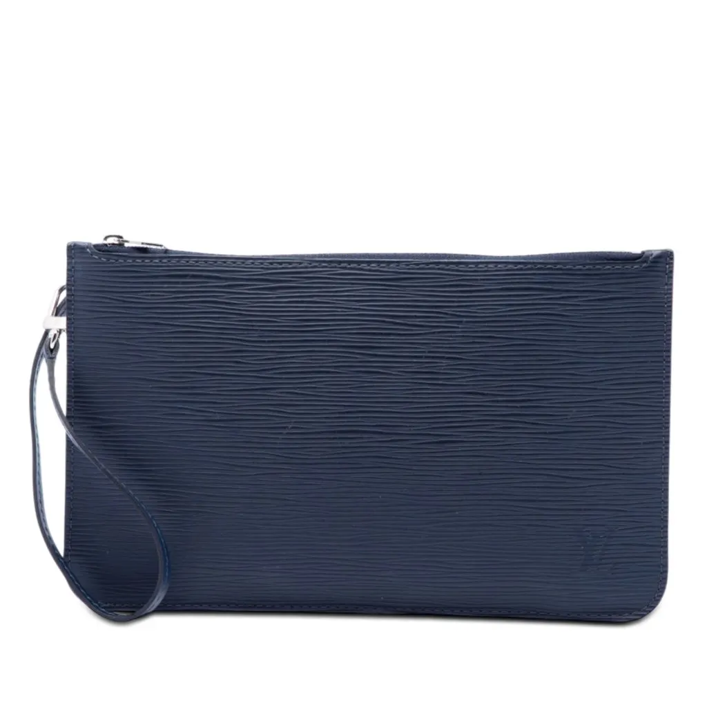 Louis Vuitton Epi Neverfull Pouch Blue Leather Very good - Front View