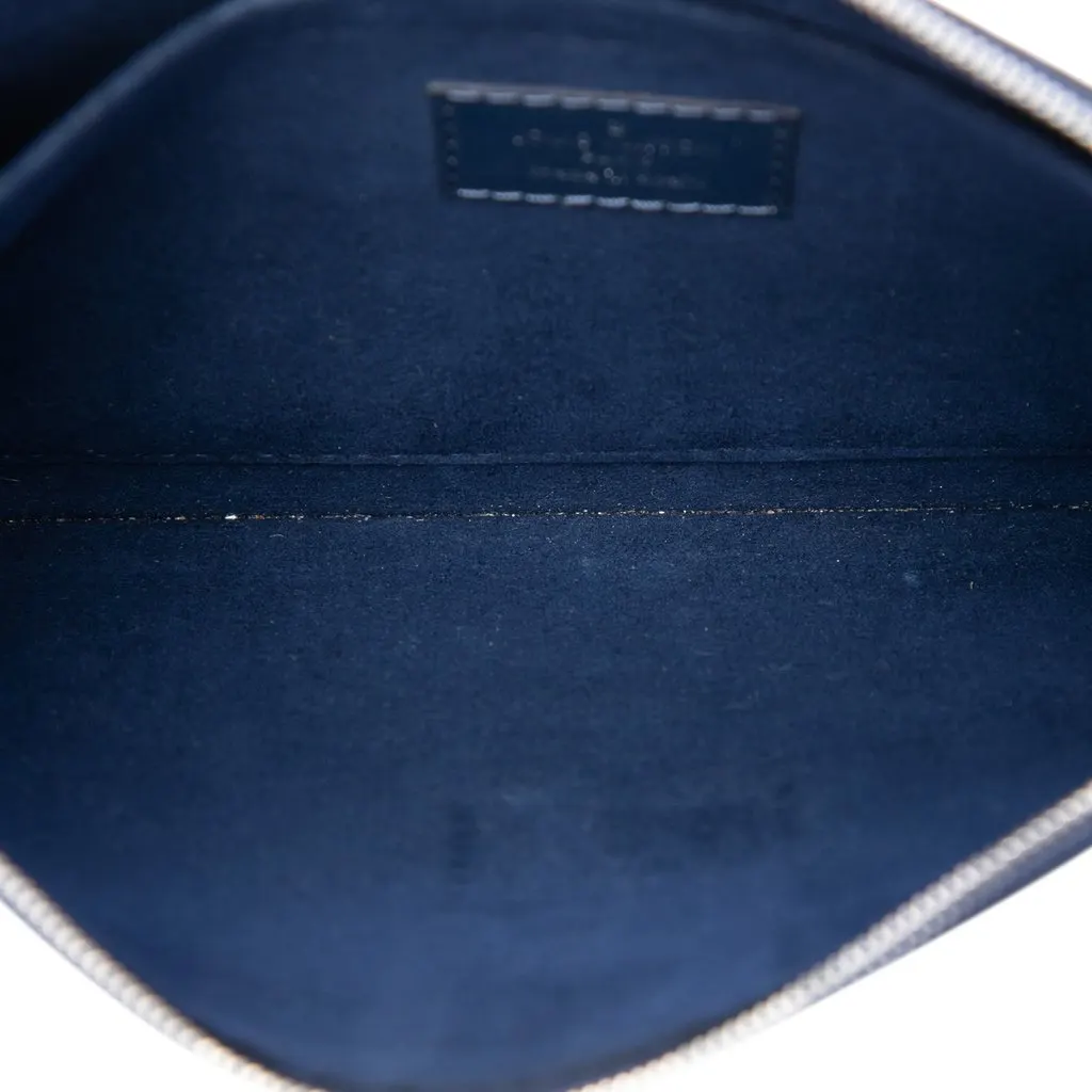 Louis Vuitton Epi Neverfull Pouch Blue Leather Very good - Model View