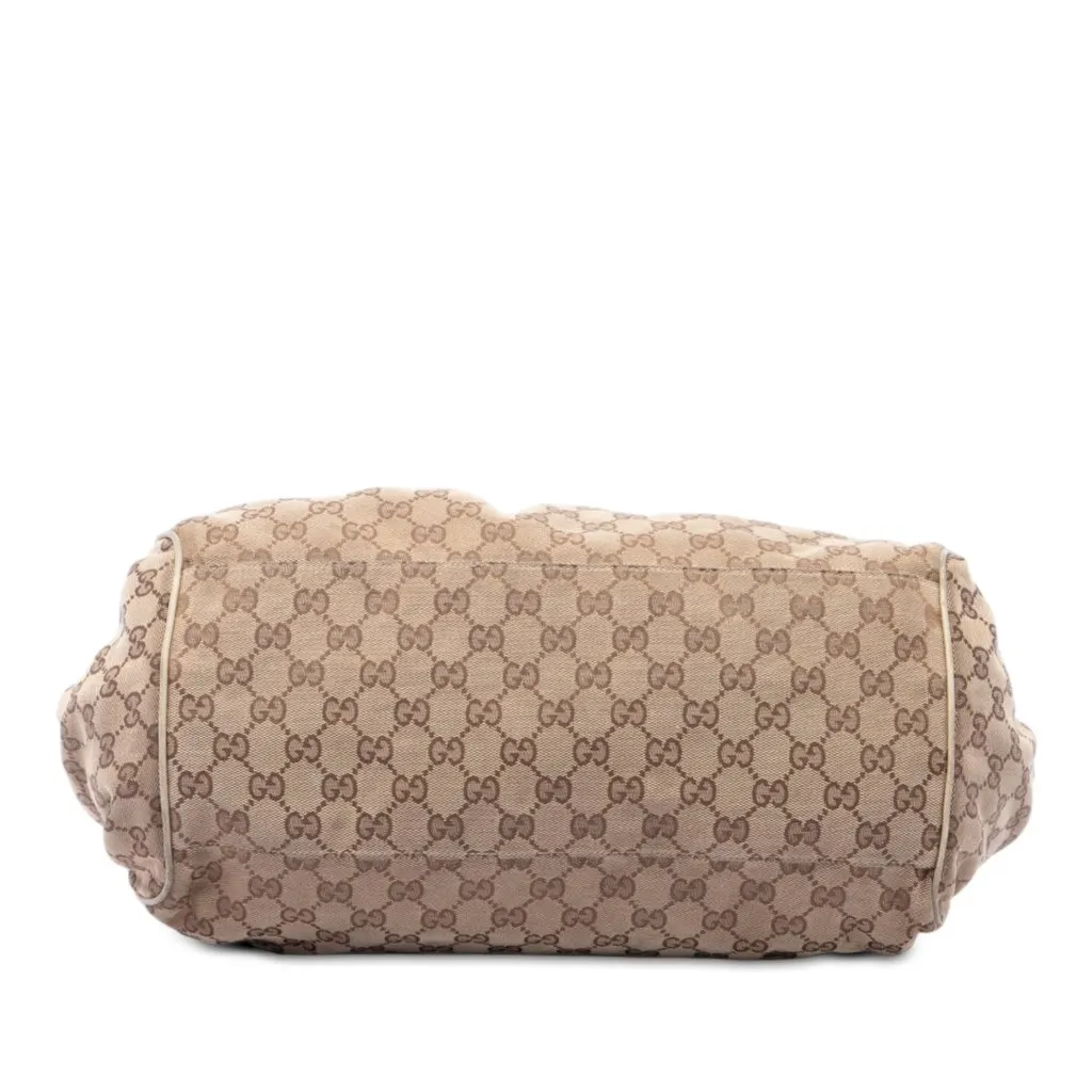 Gucci GG Canvas Sukey Satchel Beige Canvas Good - Inside View