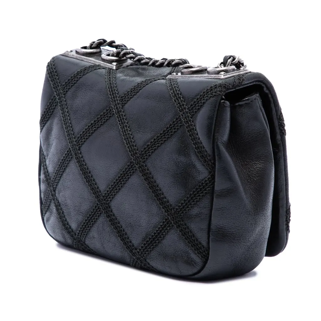 Chanel Mini CC Iridescent Calfskin Diamond Stitch Flap Black Leather Very good - Back View