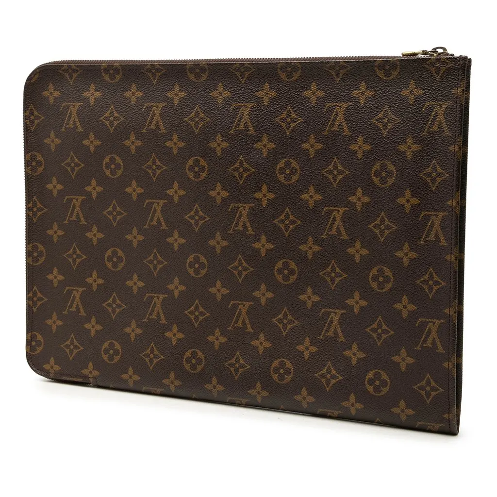 Louis Vuitton Monogram Poche Documents Portfolio Brown Very good - Back View