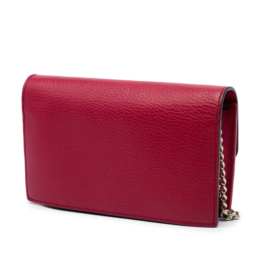 Gucci Dollar Calfskin Interlocking G Wallet on Chain Red Leather Very good - Back View