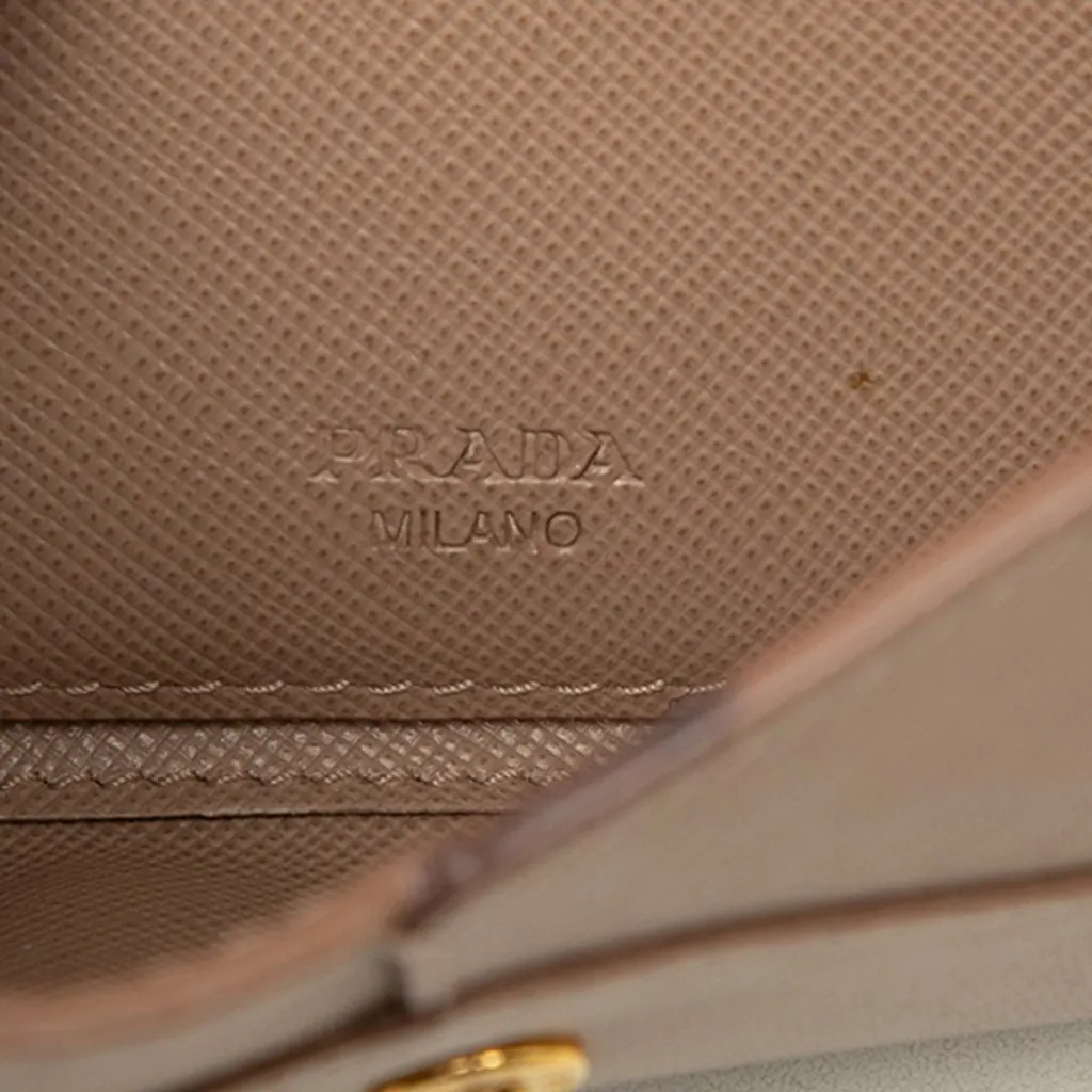 Prada Saffiano Envelope Wallet Beige Leather Good - Box View