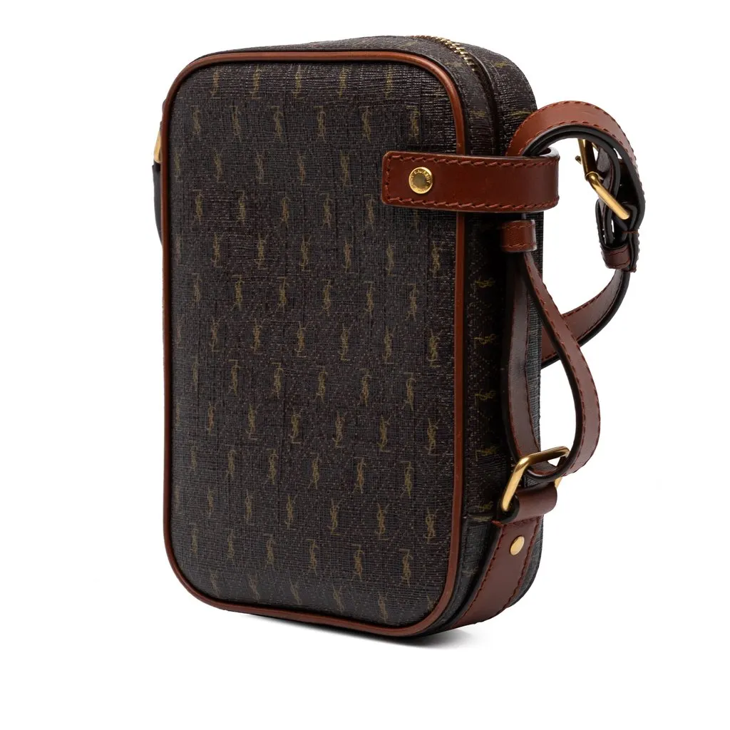 Saint Laurent Le Monogramme Coated Canvas Pouch Crossbody Brown Canvas Very good - Back View