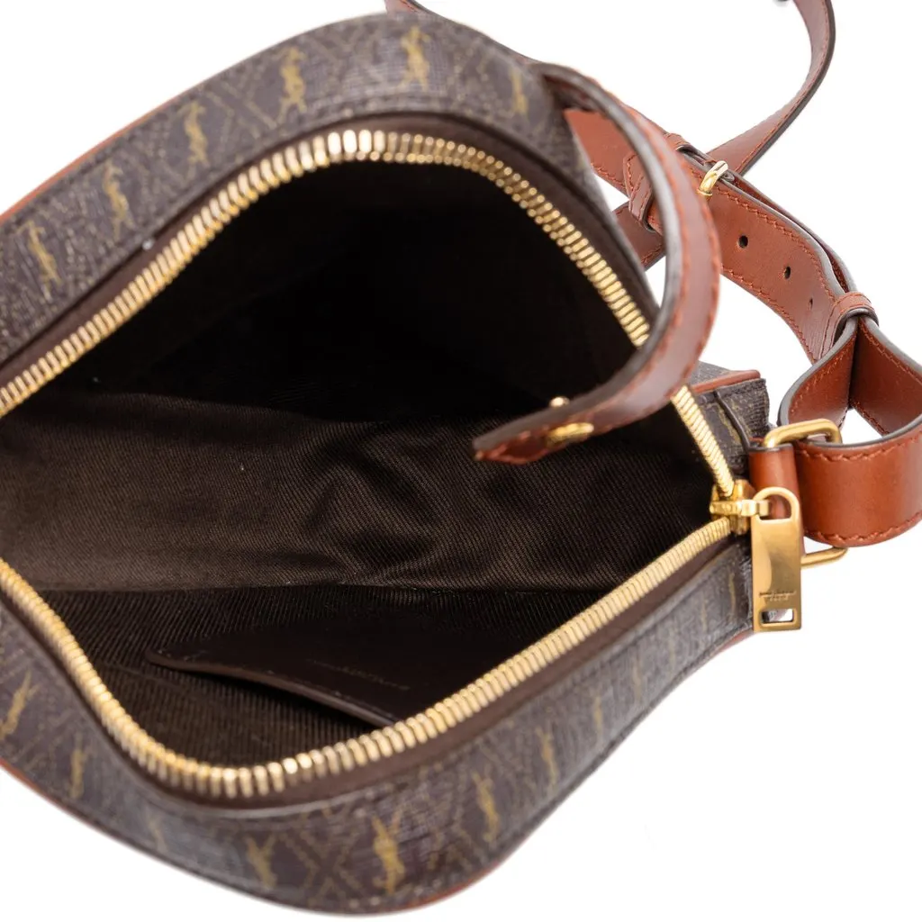 Saint Laurent Le Monogramme Coated Canvas Pouch Crossbody Brown Canvas Very good - Model View