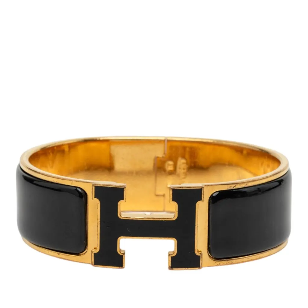 Hermès Wide Enamel Clic Clac H Bracelet PM Black Very good - Front View