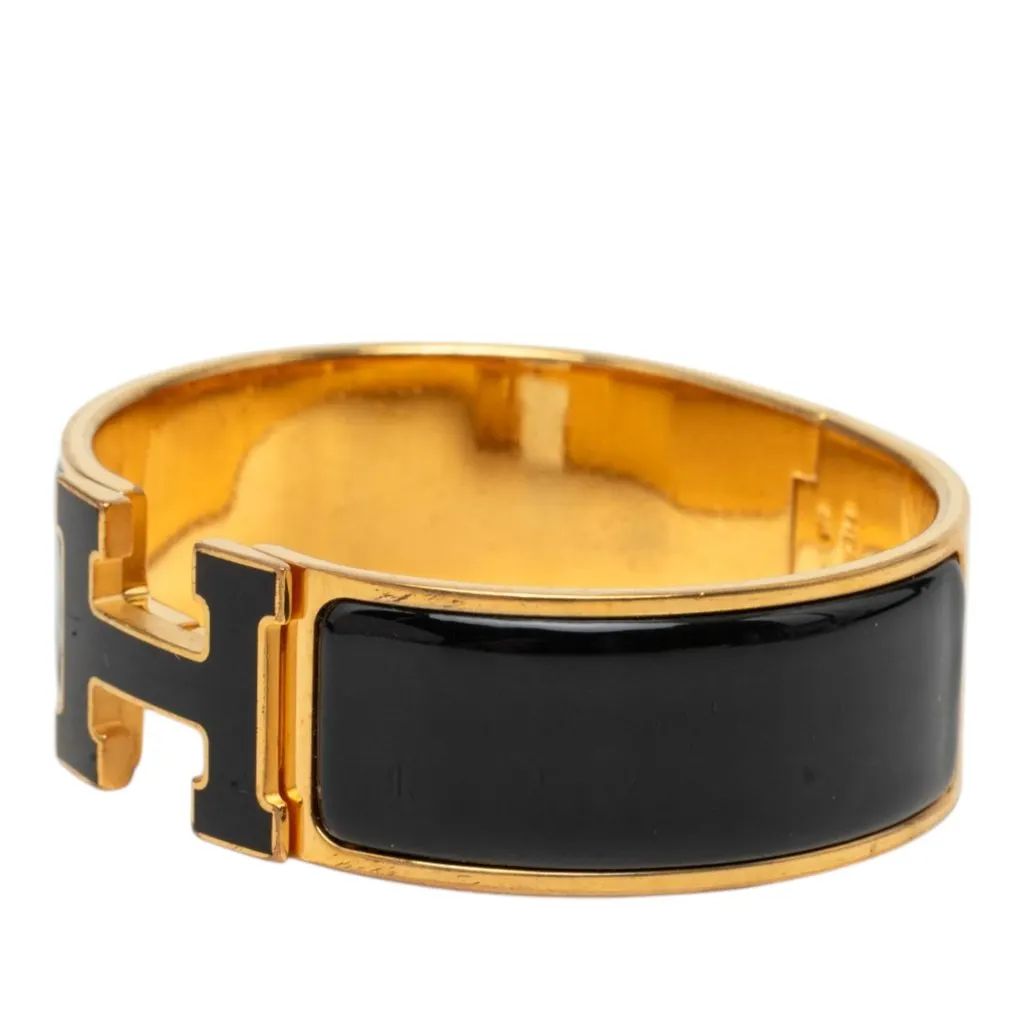 Hermès Wide Enamel Clic Clac H Bracelet PM Black Very good - Back View