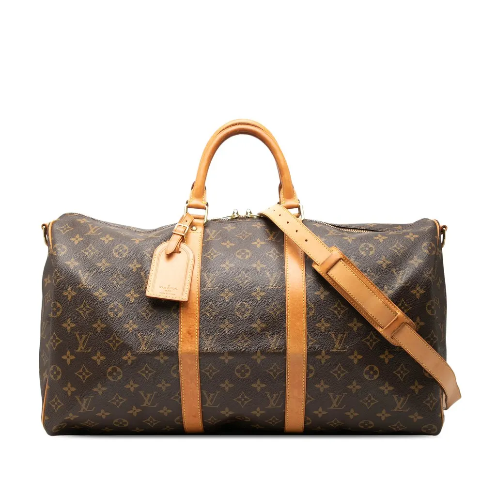 Louis Vuitton Monogram Keepall Bandouliere 50 Brown Good - Front View