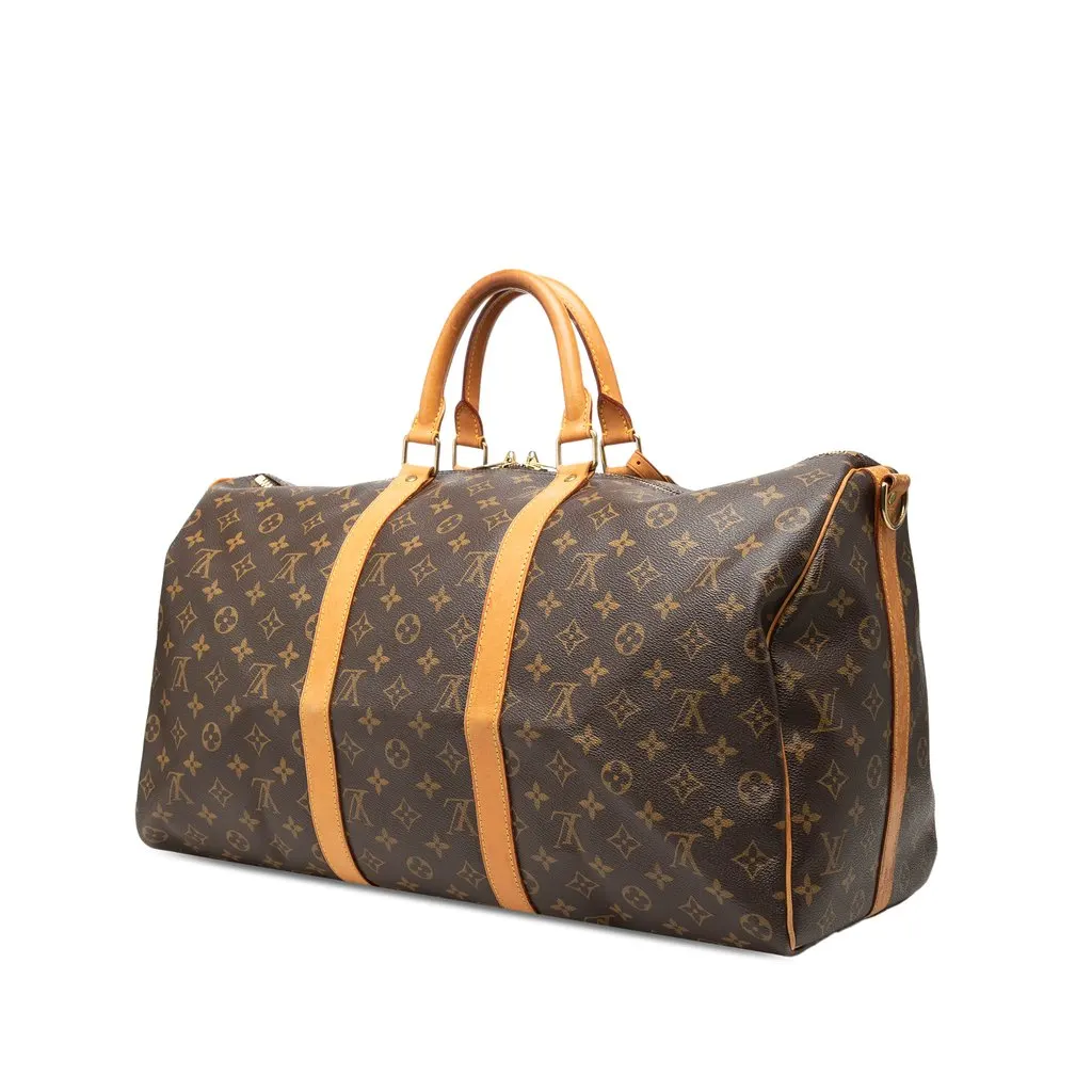 Louis Vuitton Monogram Keepall Bandouliere 50 Brown Good - Back View
