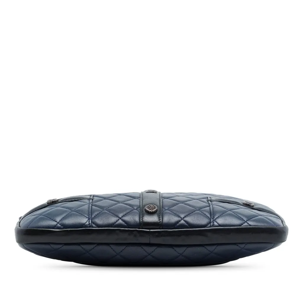 Chanel Small Quilted Lambskin Girl Clutch on Chain Blue Leather Very good - Inside View