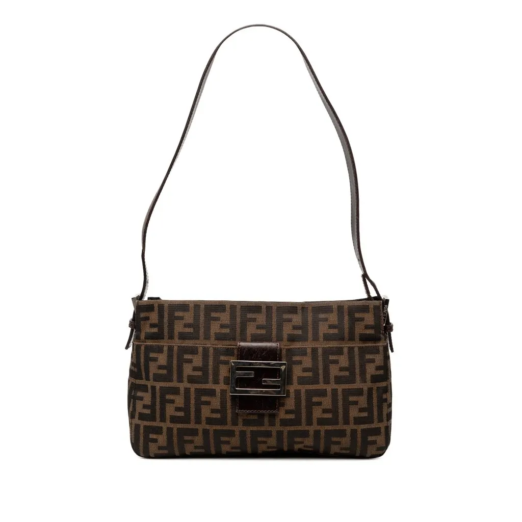 Fendi Zucca Canvas Shoulder Bag Brown Very good - Front View