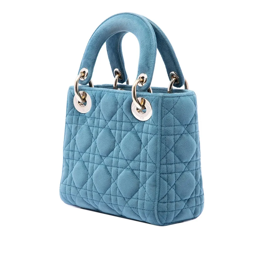 Dior Mini Velvet Cannage Lady Dior Blue Very good - Back View