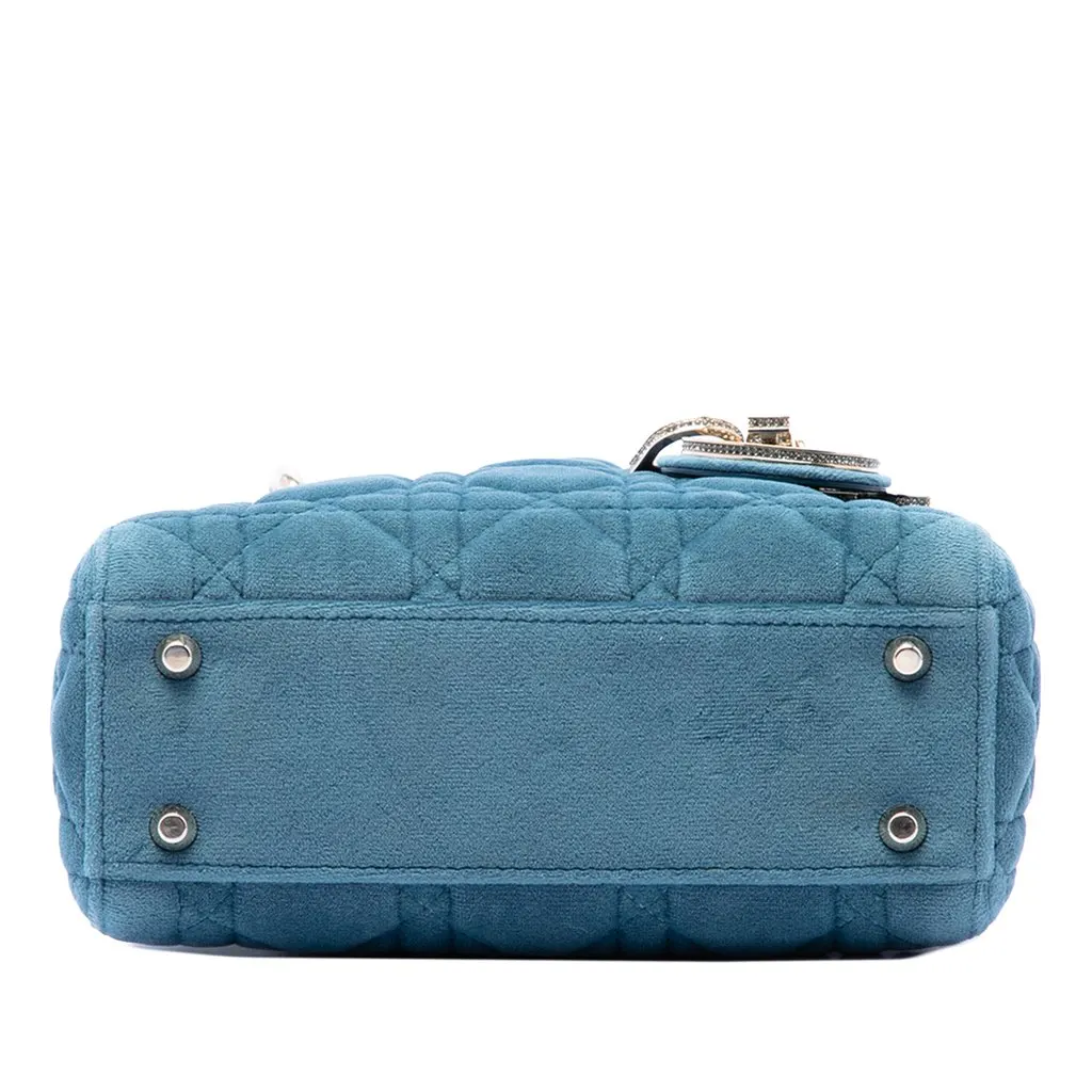 Dior Mini Velvet Cannage Lady Dior Blue Very good - Inside View