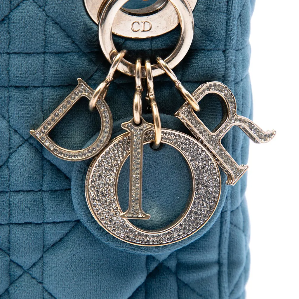 Dior Mini Velvet Cannage Lady Dior Blue Very good - Box View