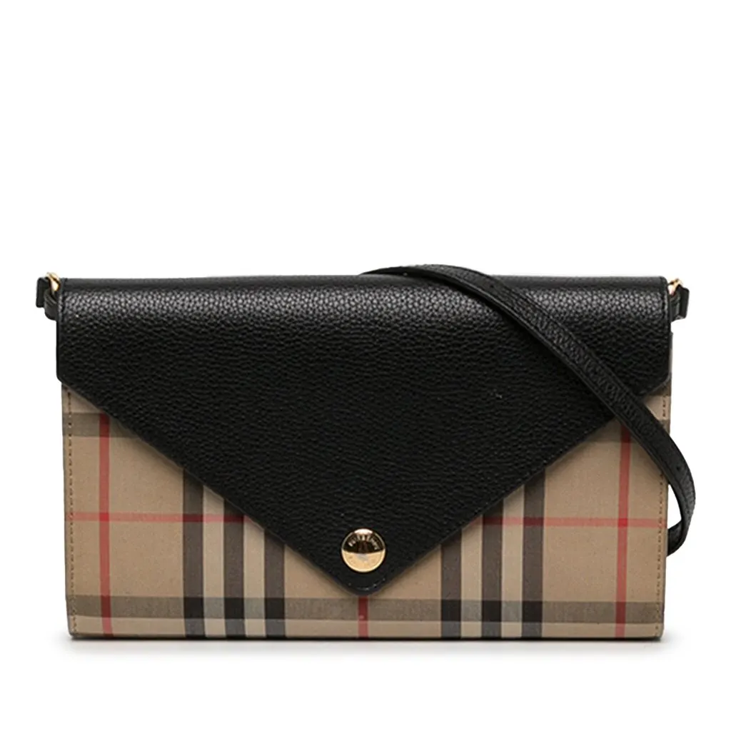 Burberry House Check قماش و جلد Hannah محفظة على حزام