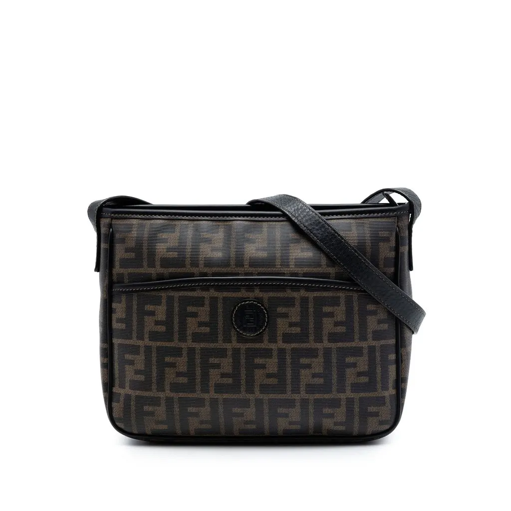Fendi Zucca Coated Canvas Crossbody Brown Very good - Front View