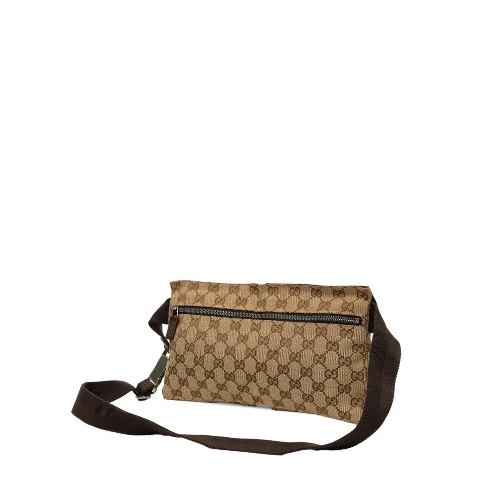 Gucci GG Canvas Double Pocket Belt Bag Beige Canvas Very good - Back View