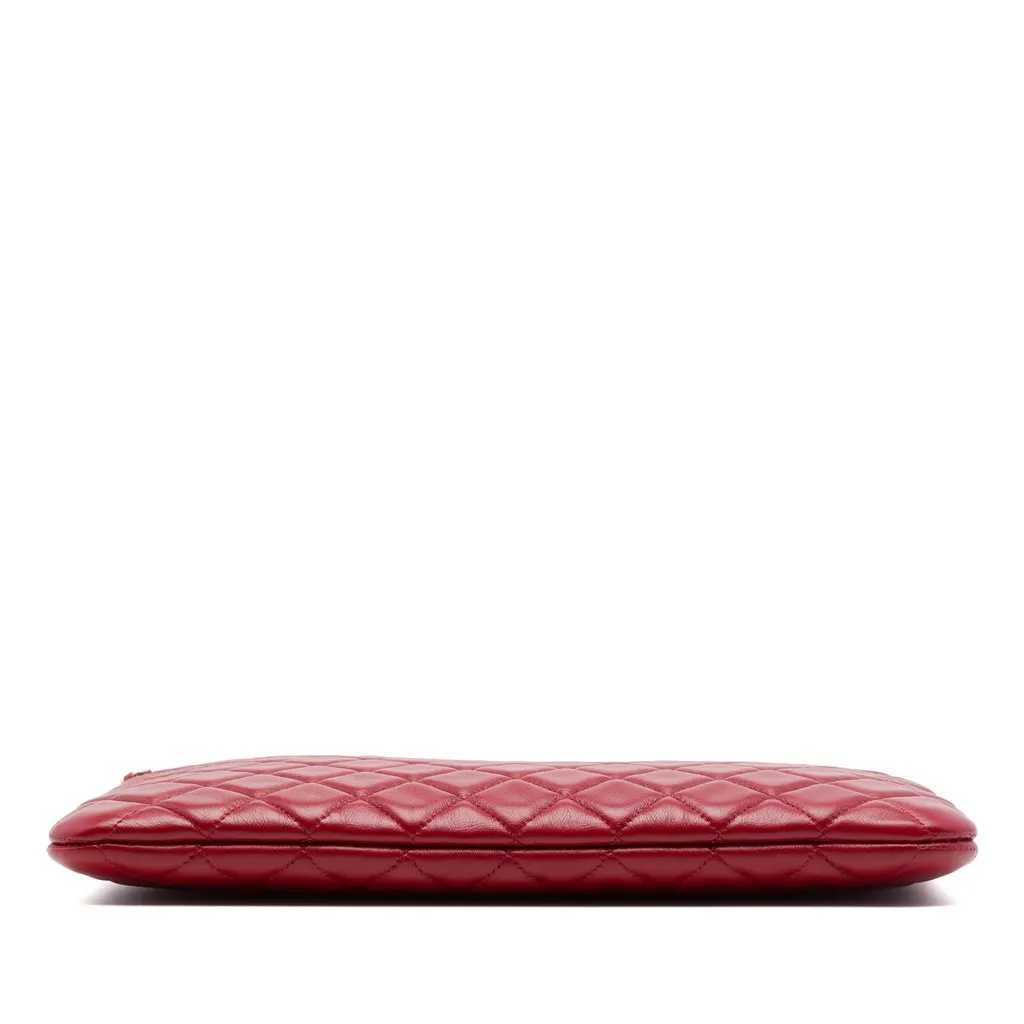Chanel Medium Quilted Lambskin Chain Boy O Case Clutch Red Leather Very good - Inside View