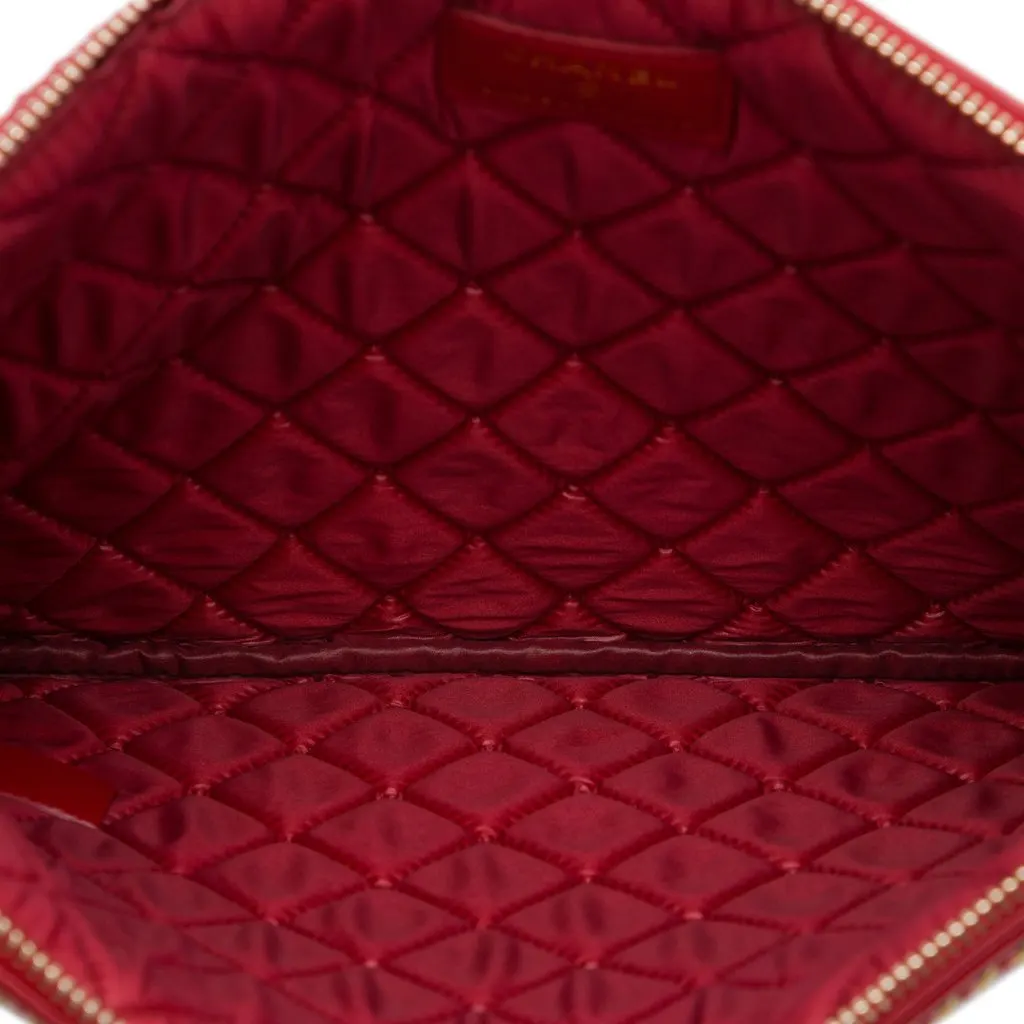 Chanel Medium Quilted Lambskin Chain Boy O Case Clutch Red Leather Very good - Model View
