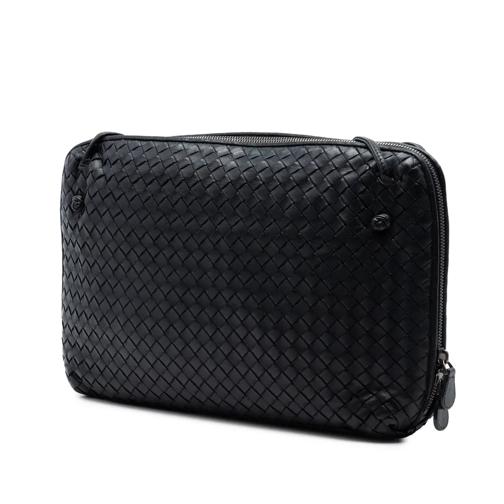 Bottega Veneta Large Nappa Intrecciato Nodini Crossbody Black Leather Very good - Back View