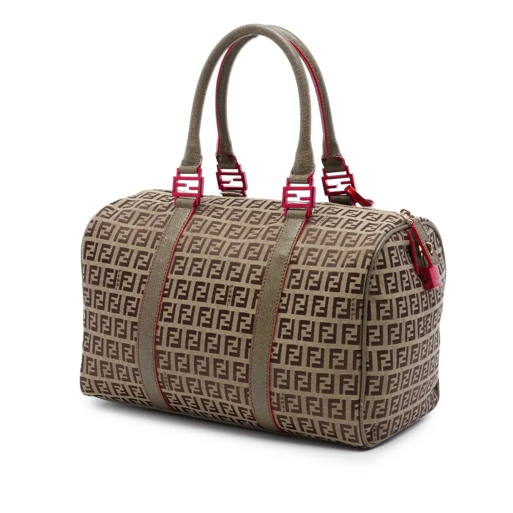 Fendi Zucchino Canvas Forever Bauletto Boston Bag Beige Very good - Back View